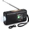 Technaxx Radio di emergenza DAB+ solare a manovella con Bluetooth TX-414 | Radio di emergenza con DAB+, FM, Bluetooth, pannello solare, manovella, power bank, torcia LED con modalità SOS e display TFT