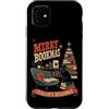 Mid Century Modern Motif Custodia per iPhone 11 Gatto nero amante dei libri natalizi moderni di metà secolo