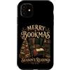 Mid Century Modern Motif Custodia per iPhone 11 Gatto nero amante dei libri natalizi moderni di metà secolo