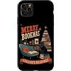 Mid Century Modern Motif Custodia per iPhone 11 Pro Max Gatto nero amante dei libri natalizi moderni di metà secolo