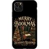 Mid Century Modern Motif Custodia per iPhone 11 Pro Max Gatto nero amante dei libri natalizi moderni di metà secolo