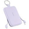 RORRY CharmGo - Power Bank da 10000 mAh, PD 30 W, ricarica rapida, caricabatterie portatile con cavi integrati e portachiavi, batteria esterna portatile per iPhone 17/16/15, viola