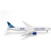 Herpa Boeing 787-9 Dreamliner, modellino di aereo United Airlines 100 Years | Modellino di aereo fedele all'originale in metallo, in scala 1:500, per collezionisti dai 14 anni, Designed in Germany