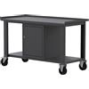 SOGI Banco da lavoro con ruote SOGI X3N_104AR - 1.5 m - piano in acciaio - armadio con anta - grigio antracite