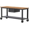 SOGI Banco da lavoro con ruote SOGI X3N_113LR - 2 m - piano in legno - 1 cassetto