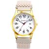 JewelryWe Orologio da Polso in Tessuto da Unisex: Orologio Cinturino Elastico Regolabile con Calendario Facile da Leggere Lancetta dei Secondi e 24 Ore