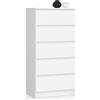 LBSIGN Cassettiera Moderna 60x40x120 Cm 5 Cassetti Bianco Opaco Artika
