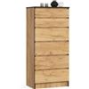 LBSIGN Cassettiera Moderna 60x40x130 Cm 6 Cassetti Quercia Effetto Legno Artika