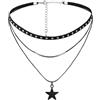 Eigso 3 Strati Rivetti Goth Collane di Pelle per le Donne Uomini Vintage Tatuaggio Signore Goth Flanella Corde Collana