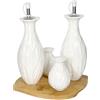 MENAGE FOGLIA VEGAN BIANCO SET 4 PZ PORCELLANA CON SUPPORTO BAMBOO