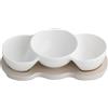 MINI ANTIPASTIERA PORCELLANA BIANCA C/SUPPORTO BAMBOO NATURA