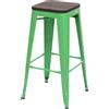 Mendler Sgabello da bar HWC-A73 con sedile in legno, sgabello da bar, design industriale in metallo impilabile ~ verde