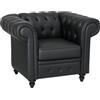 HOMCOM Poltrona Stile Chesterfield Trapuntato in Finta Pelle, Nero | Divanetto da Salotto con Braccioli e Imbottitura Spessa, Sofà per Soggiorno e Ufficio, Gambe in Legno di Gomma