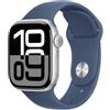 Apple Watch Series 10 Serie 10 GPS + Cellular 42mm Cassa in Alluminio Color Argento con Denim Sport Band - S/M