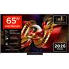 TCL C8L TV 65C8L SQD Mini LED da 65", 4K HDR, 5000 nit, 2.040 zone di dimming, Google TV, 144Hz, Dolby Vision & Atmos, Audio Bang & Olufsen