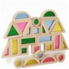 24 Pieces Costruzioni Sensoriali Legno Naturale Blocchi Geometrici Trasparenti