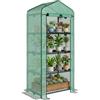 Outsunny Serra per Piante Verticale Scaffale 4 Ripiani Verde Scuro | Serra da Balcone e Terrazzo, Acciaio e PE, 70x50x160cm