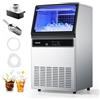 VEVOR Macchina per Ghiaccio Commerciale Produzione max. 59 kg/giorno Capacità di Stoccaggio 15 kg, Macchina per Ghiaccio Indipendente Sottobanco con Display a LED Autopulente per Bar Ristorante