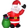 HOMCOM Babbo Natale Gonfiabile luminoso a LED in Poliestere 70 x 45 x 120cm con Ventilatore Rosso|Aosom