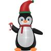 HOMCOM Pinguino natalizio gonfiabile con 3 luci LED, 162 x 100 x 250 cm, Multicolore | Aosom Italy
