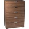 milani home - cassettiera 5 cassetti 75 x 38 x 103 cm, marrone, truciolare bilaminato, Made in Italy