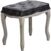 milani home - sgabello in legno ed ecopelle grigio, stile vintage, 50 x 36 x 47 cm