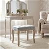 milani home - sgabello vintage in velluto grigio, telaio in legno, stile francese, 50 x 36 x 47 cm