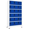 ACAGALA Armadietto Metallico 18 Scomparti, Acciaio con Serratura | Armadio metallico con 18 scomparti, ventilazione e porta targhetta, Ideale per uffici, scuole, 90x40x180 cm, Grigio e Blu