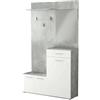 milani home - scarpiera slim con specchio e appendiabiti, color cemento e bianco, per ingresso e corridoio