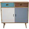 milani home - cassettiera 2 cassetti e 2 ante 80 x 35 x 98 cm, multicolor, legno