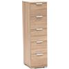 milani home - cassettiera 5 cassetti 27 x 38 x 103 cm, marrone chiaro, truciolare bilaminato, mobile contenitore bagno cucina soggiorno