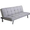 milani home - divano letto 3 posti in tessuto grigio, trapuntato, stile moderno, struttura metallo e legno, 178 x 81 x 71 cm