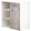 milani home - scarpiera slim 1 anta a ribalta, color cemento e bianco, mobile ingresso per corridoio