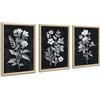 FajerminArt 3 Pcs Quadri Boho Neutro Bianco Floreale Pianta Stampa su Tela Con Cornice Quadro Vintage Nero Minimalista Botanico pittura su tela poster da parete Decor Murale Soggiorno Camera da letto 30x40cmx3