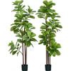 HOMCOM 2-Pack alberi di Ficus lyrata artificiali 180cm Verde | Pianta finta Ficus lyrata, vaso cemento, 120 foglie realistiche, albero finto, casa ufficio soggiorno camera