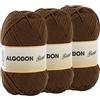 Etrexonline Gomitolo Filato 220 Metri di 100% Cotone Perfetto per Maglia e Uncinetto - Colore Cioccolato 100 gr x 3 Pezzi