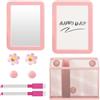 Uoqpty Kit Armadietto Magnetico Con Specchio E Pennarelli Lavagna | Kit Per Armadietto Bianco Rosa Per cucina scuola dormitorio ufficio palestra adolescenti