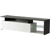 Milani Home - mobile porta TV moderno 170 x 42 x 47 cm, antracite e bianco, con anta decorata, truciolare bilaminato