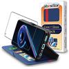 ebestStar - Cover per Realme 9/9 Pro 5G, Custodia Libro Protezione Portafoglio, Pelle PU Porta Carte, Blu scuro/Rosso + Vetro Temperato