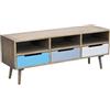 Milani Home - mobile porta TV multicolor in MDF e legno di pino, per soggiorno e salotto