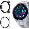 Vanrain 2 Pezzi Cover per Garmin Forerunner 965, Custodia Protezione Totale Ultra Sottile Case Rigida per PC Schermo con Pellicola Vetro, Transparent+Nero