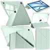 A-BEAUTY Custodia Compatibile con Lenovo Idea Tab Pro Gen 2 13 Pollici 2026 con Portapenne, Cover Trasparente Antiurto, Sottile Supporto 6 in 1 a Forma di Y, Auto Sonno/Veglia, Verde
