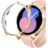 DEALELE 2-Pezzi Cassa Compatibile con Samsung Galaxy Watch 4/5 (40mm / 44mm), Bling Strass Diamante PC Anti-collisione Custodia protettiva Cover, Oro Rosa + Trasparente