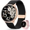 SLOKSFil Smartwatch donna con Bluetooth Chiamate, 1,39 Orologio donna rotondo SpO2/24H Cardiofrequenzimetro/Pressione Sanguigna/Sonno Contapassi 100+ Modalità Sportive per iOS Android (Oro nero)