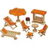 Goki 51913 - Mobili da Giardino, 9 Pezzi, casa delle Bambole Mobile