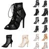 Generico Scarpe da Ballo Donna - Tacchi Heels Dance Donna Sexy 7-10cm Scarpe con Tacco Eleganti Heels Dance Shoes Decollete Tacco Alto Punta Aperta con Lacci