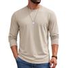 COOFANDY Maglietta Uomo Manica Lunga 100% Cotone Girocollo T-Shirt Basic Tinta Unita