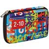 COMIX, Flash Mad Plate - Astuccio Scuola Maxi Corredo Organizzato con Divisori Interni, Tasca Zip e Passanti Elastici - Portapenne e Porta Cancelleria Inclusa, con Chiusura Zip, 21x8Hx8 cm