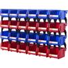 VEVOR Set di Scatole Impilabili Plastiche Portaoggetti da Muro Contenitore Impilabile 24 Pezzi Blu/Rosso da Officina Garage, Scatole Impilabili Cassette Portaoggetti in Plastica 24 Pezzi 137x105x78mm