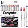 Crayola Color Collections Pennarelli ad Alcool Doppia Punta - Sunset Glow 8 pz, Punta Fine e Scalpello, per Colorazione Adulti, 14+